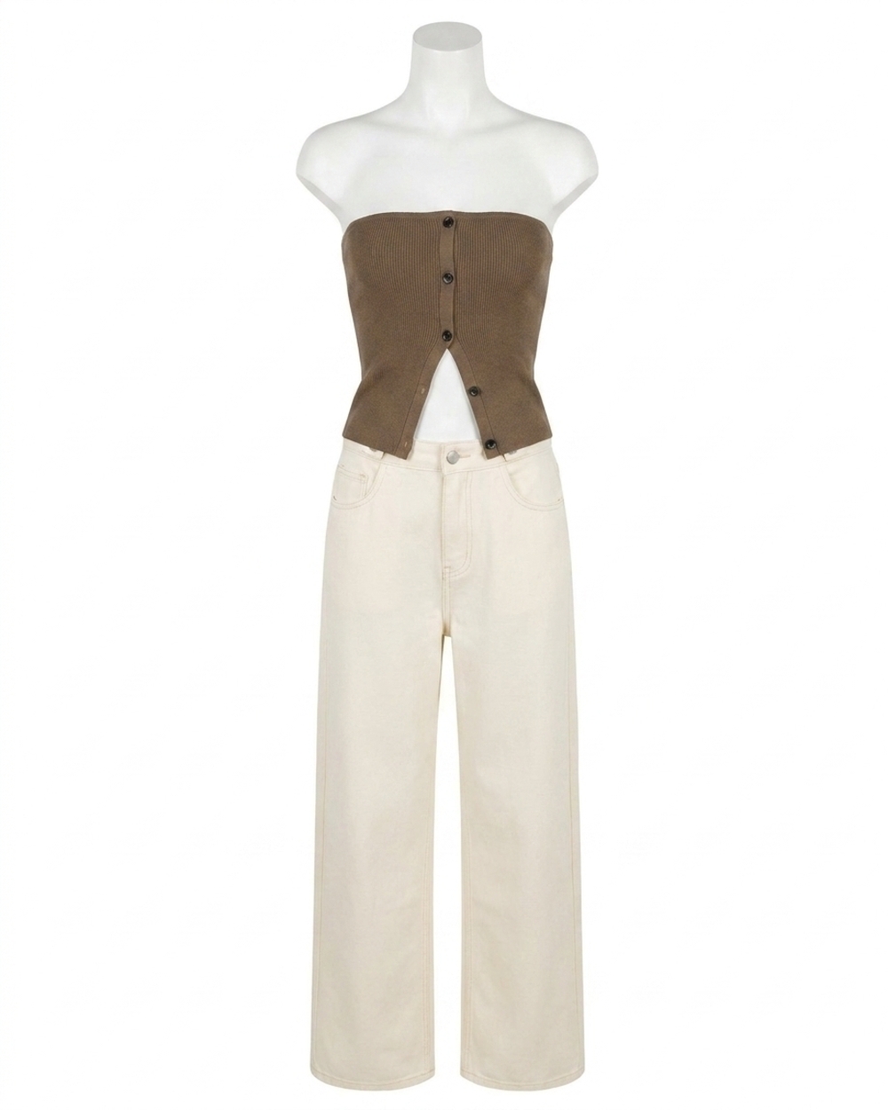 NEW LINE AND DOT sonja rib knit sweater top in mushroom
